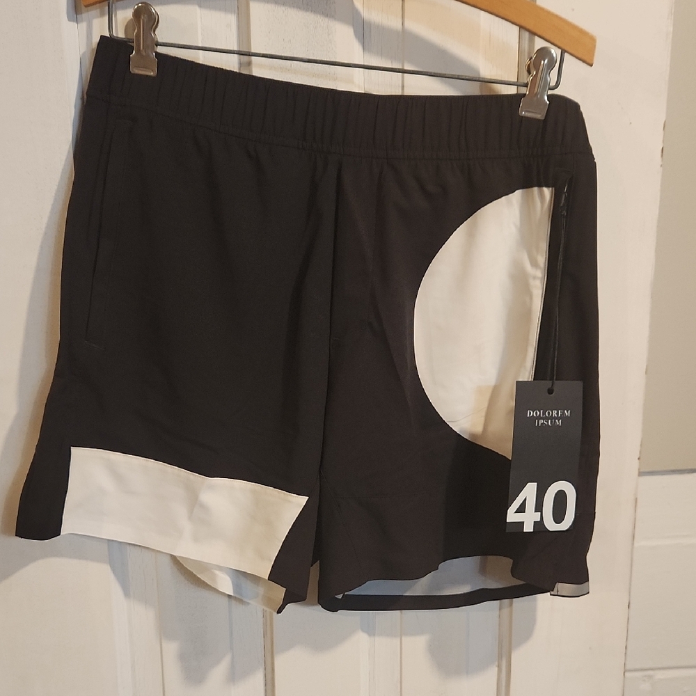 Men's Dolorem Ipsum Black and White Shorts